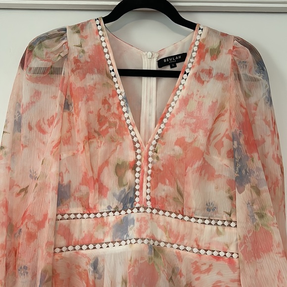 Beulah Size Small Chiffon Long Sleeve Dress - Picture 2 of 3